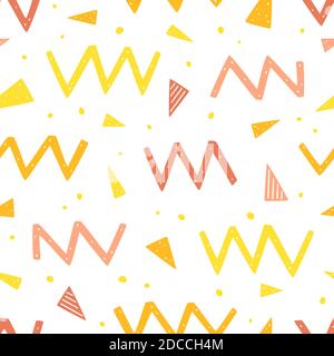 Endless vector pattern with geometric elements. Zig zags, dots and triangles seamless pattern. Abstract colorful vector background Stock Vector