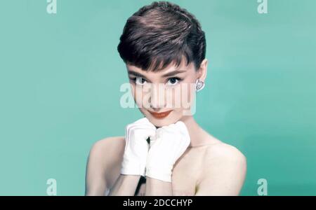 AUDREY HEPBURN  (1929-1993) Belgian-born British film actress about 1954 Stock Photo