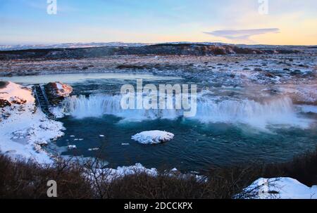 The Beautiful Waterfall Faxifoss in Iceland, Europe Stock Photo