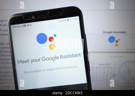 KONSKIE, POLAND - August 18, 2019: Google Assistant logo displayed on mobile phone Stock Photo