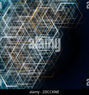 Abstract and decorative hexagonal background, with depth of field