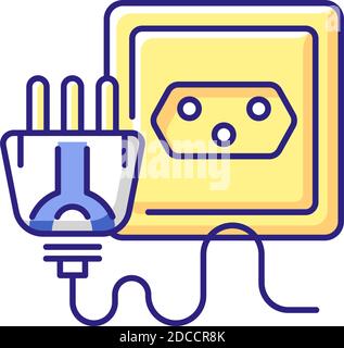 Industrial power plug in RGB color icon Stock Vector