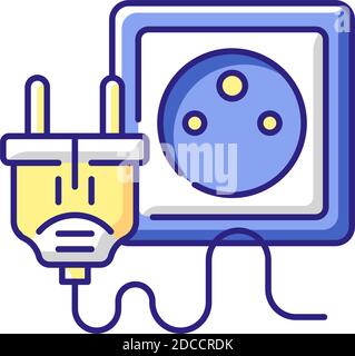 Electrical plug for tech RGB color icon Stock Vector