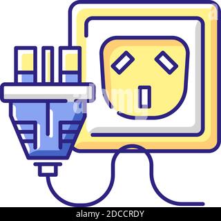 Outlet for cable RGB color icon Stock Vector