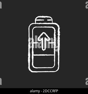 Battery charging process chalk white icon on black background Stock Vector