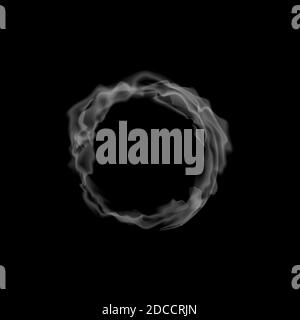 Smoke Frame on Black Background. Delicate White Cigarette Smoke Waves on Transparent Texture Stock Vector