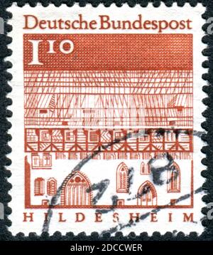 GERMANY - CIRCA 1966: A stamp printed in Germany, shown of Trinitatis hospital, Hildesheim, circa 1966 Stock Photo