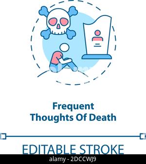 Frequent death thoughts concept icon Stock Vector