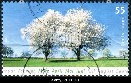 GERMANY - CIRCA 2006: A stamp printed in Germany, shown of spring landscape, circa 2006 Stock Photo