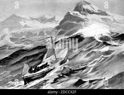 The James Caird Reaches South Georgia, 1916 Stock Photo