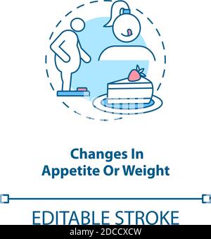 Changes in appetite and weight concept icon Stock Vector