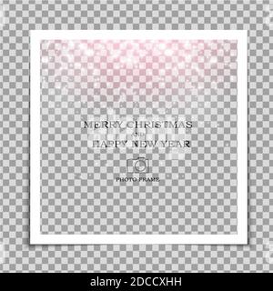 Merry Christmas and Happy New Year Photo Frame Template. Vector Illustration Stock Vector