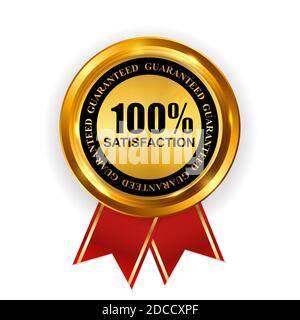 Abstract Gold Label 100% Satisfaction Template. Vector Illustration Stock Vector