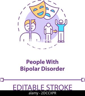 People with bipolar disorder concept icon Stock Vector