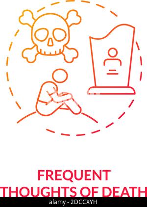 Frequent death thoughts concept icon Stock Vector