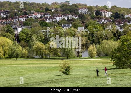 Great Britain / England /London / Two people running at Hampstead Heath Stock Photo