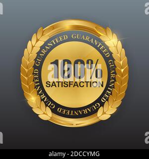 Abstract Gold Label 100% Satisfaction Template. Vector Illustration Stock Vector