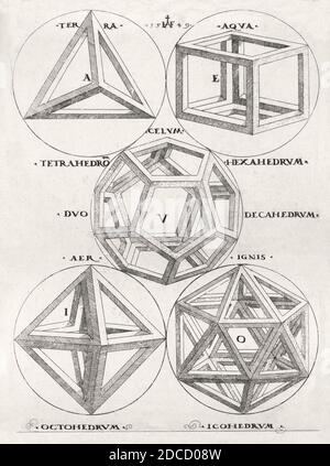 Polyhedral Variations on the Platonic Solids Stock Photo