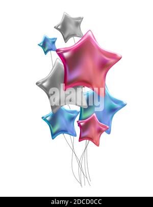 Group of Colour Glossy Helium Balloons Isolated on White Background ...