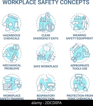 Workplace safety concept icons set Stock Vector