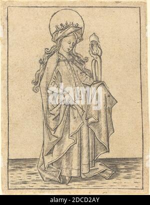 Israhel van Meckenem, (artist), German, c. 1445 - 1503, Saint Agatha, c. 1465, engraving Stock Photo