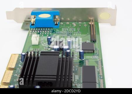 Video card for a personal computer. Retro technology. Isolated object. Stock Photo