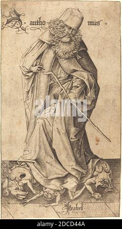 Israhel van Meckenem, (artist), German, c. 1445 - 1503, Saint Anthony, engraving Stock Photo