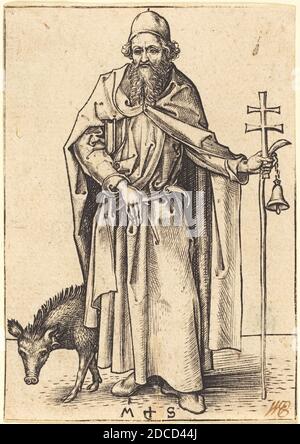Martin Schongauer, (artist), German, c. 1450 - 1491, Saint Anthony, c. 1480, engraving Stock Photo