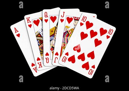 3d render of playing cards in poker's flash royal combination Stock Photo