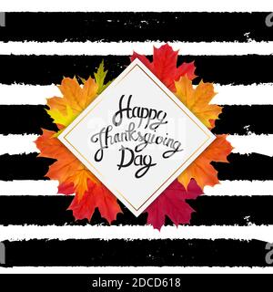 Happy Thanksgiving Day Background with Shiny Autumn Natural Leaves ...