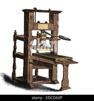 Benjamin Franklin's Printing Press. Benjamin Franklin. Etching by H. B ...