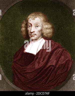 JOHN RAY (1627-1705) English naturalist in a woodcut from his 1693 book ...