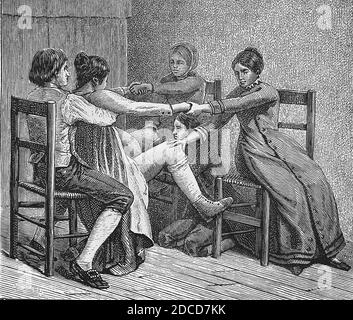 Method of Childbirth, Pennsylvania, 1889 Stock Photo