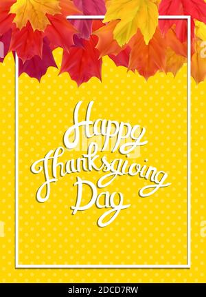 Happy Thanksgiving Day Background with Shiny Autumn Natural Leaves ...