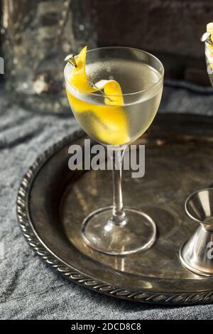 Boozy Lemon Dry Gin Martini with Vermouth Stock Photo