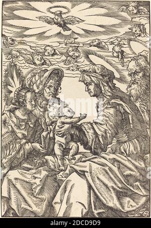 Hans Burgkmair I, (artist), German, 1473 - 1531, The Holy Family with Saint Anne and Saint Joachim, 1512, woodcut Stock Photo