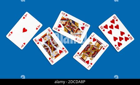 3d render of playng cards in flash royal combination Stock Photo