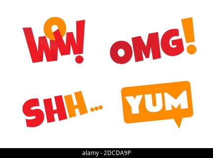 Yum text in the speech bubble. Yummy concept design doodle for print. Stock Vector