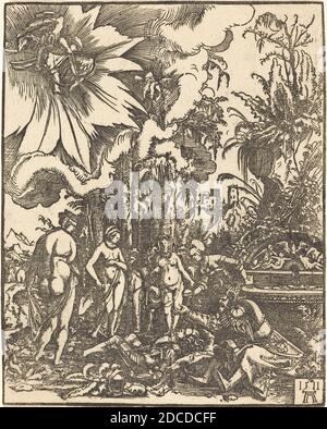 Albrecht Altdorfer, (artist), German, 1480 or before - 1538, The Judgment of Paris, 1511, woodcut Stock Photo