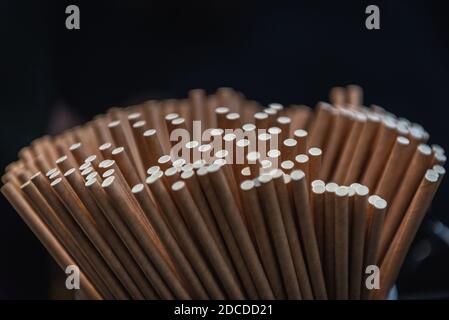 Close up on a paper drinking straws Stock Photo