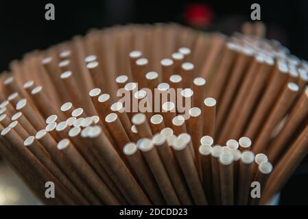 Close up on a paper drinking straws Stock Photo