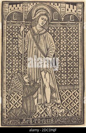 German 15th Century, (artist), Master of the Cologne Arms, (related artist), German, active c. 1470/1480, Saint Roche, 1480 or after, metalcut Stock Photo