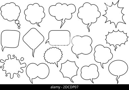 A set of comic speech balloons on white background. Vector Illustration. Stock Vector