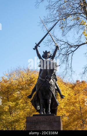 King Jagiello Monument, Central Park, NYC Stock Photo