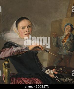 Judith Leyster, (artist), Dutch, 1609 - 1660, Self-Portrait, c. 1630, oil on canvas, overall: 74.6 x 65.1 cm (29 3/8 x 25 5/8 in.), framed: 97.5 x 87.6 x 9.2 cm (38 3/8 x 34 1/2 x 3 5/8 in Stock Photo