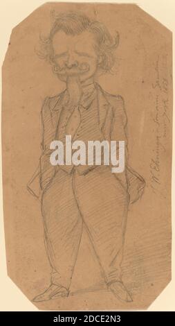 John Whetten Ehninger, (artist), American, 1827 - 1889, Self-Portrait, 1859, graphite on brown paper, sheet: 21 × 11.7 cm (8 1/4 × 4 5/8 in Stock Photo