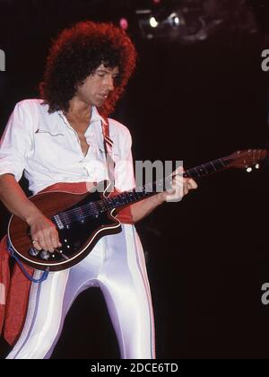 The British rock band Queen in concert at Wembley Arena,London 4.9.1984: Brian May Stock Photo