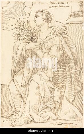 Jacques Stella, (artist), French, 1596 - 1657, Sibylla Cimmeria, Series of Sibyls, (series), 1625, woodcut Stock Photo