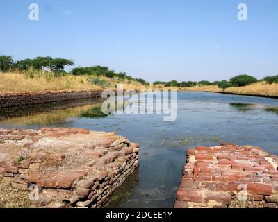 India, Gujarat, Ahmedabad district, Saragwala, Lothal. Indus-Saraswati Harappa Civilization 2400 to 1600 BCE. The dock or mudbrick wharf Stock Photo