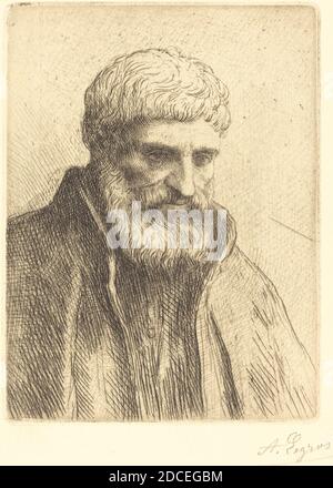 Alphonse Legros, (artist), French, 1837 - 1911, Study of an Old Man (Etude de vieillard), etching Stock Photo